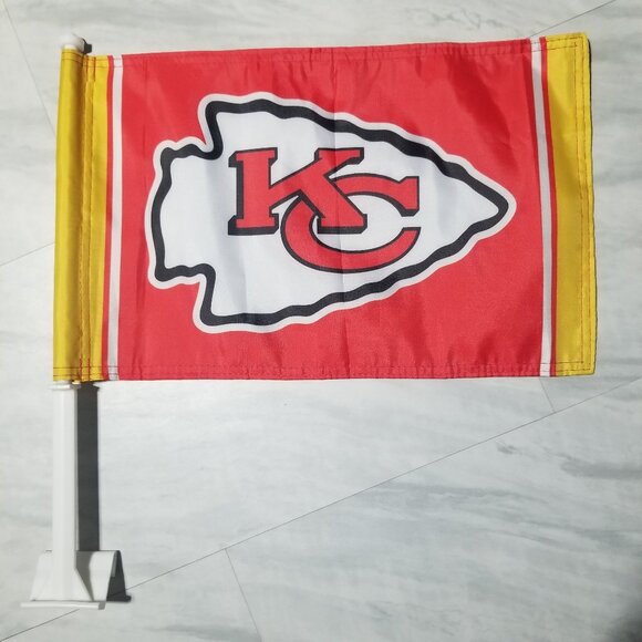 2 KANSAS CITY CHIEFS DOUBLE SIDED CAR FLAGS (SET OF 2) - Picture 3 of 10